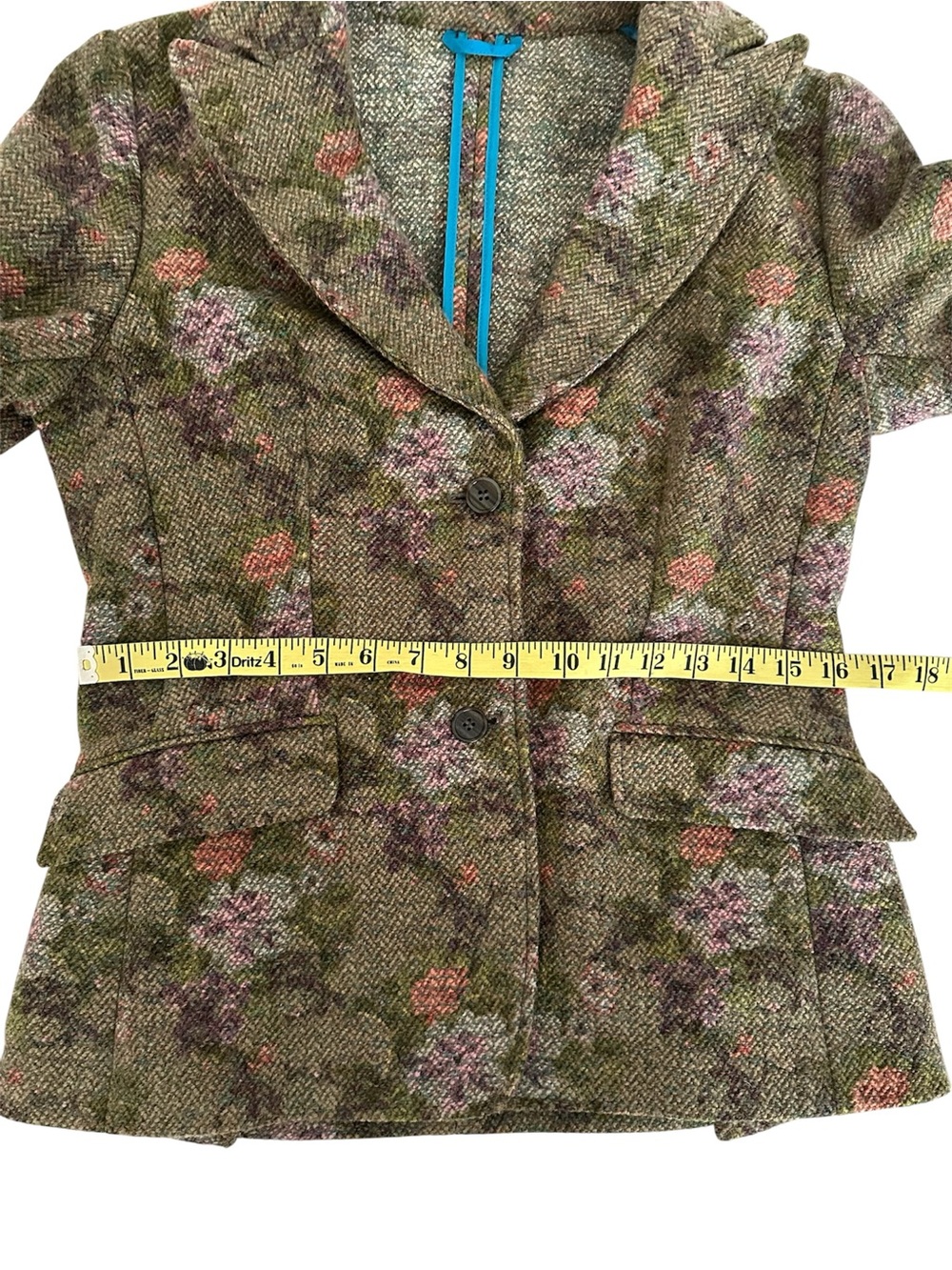 Etro Milano Wool Blend Jacket Blazer Mossy Green Floral Size 44 - Picture 9 of 12